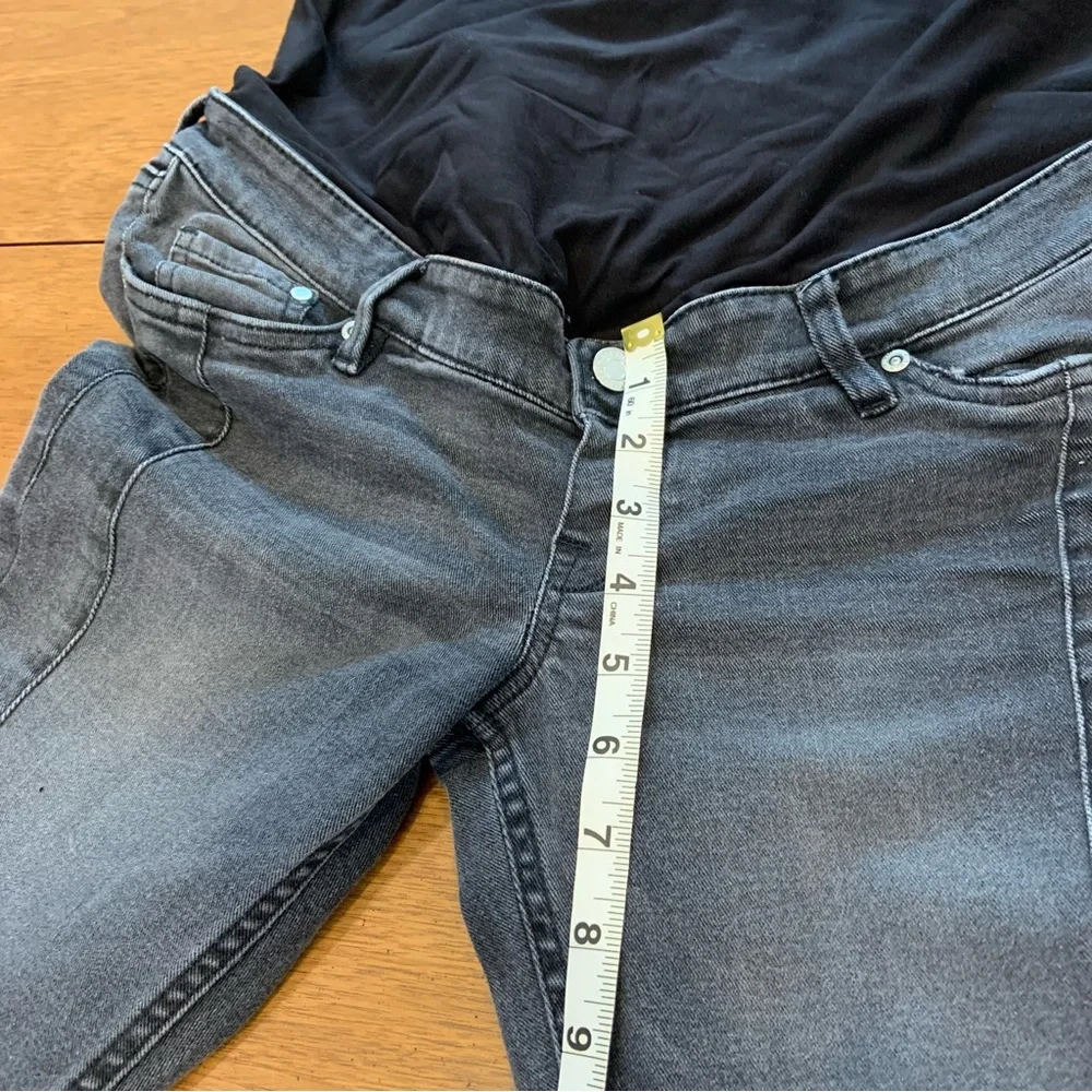 H&M black skinny ankle high rib Mama maternity jeans with zippers at hems - Picture 5 of 7